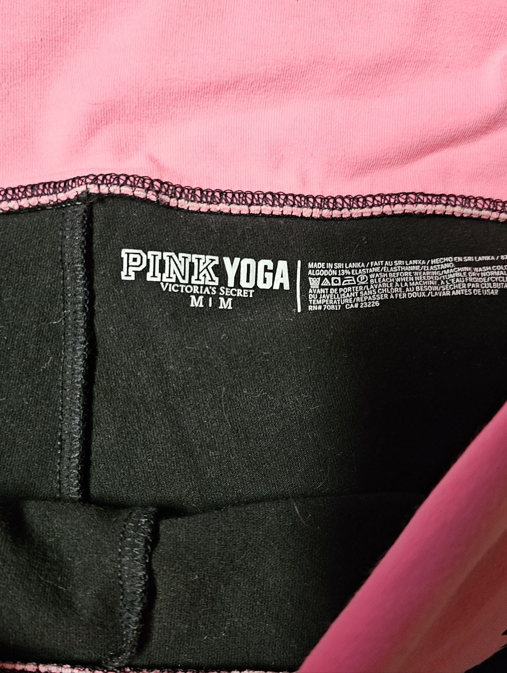 PINK Victoria's Secret Black Yoga Shorts with Pink Fold-Over Waistband - Picture 2 of 3